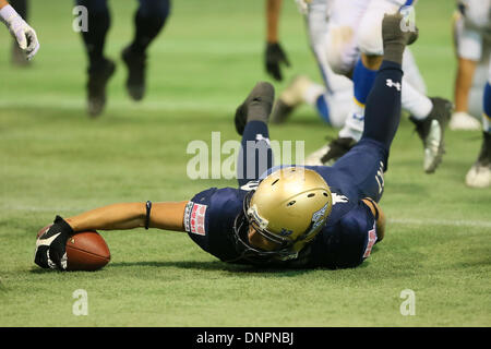 Tokyo Dome, Tokyo, Giappone. 3 gennaio, 2014. Takuto Hara (Gabbiani), 3 gennaio 2014 - Il football americano : American Football Japan Championship " riso " tra Obic Gabbiani 34-16 Kansei Gakuin University Fighters a Tokyo Dome, Tokyo, Giappone. Credito: YUTAKA AFLO/sport/Alamy Live News Foto Stock