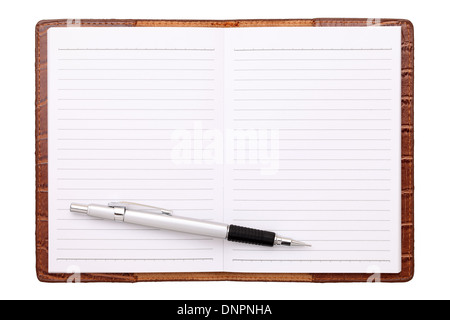Notebook bianco e matita meccanica Foto Stock