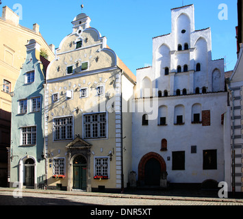 I 3 Fratelli Case (Tris Brali), Riga, Lettonia, Europa Foto Stock