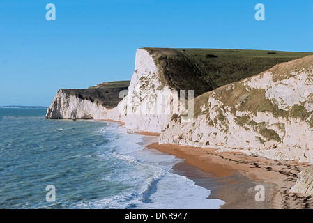 Testa Swyre e Bat la testa al Lulworth su Jurassic Coast, vicino alla porta di Durdle, Isle Of Purbeck Hills, Dorset, England, Regno Unito Foto Stock