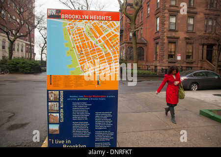 Brooklyn Heights Promenade mappa Foto Stock