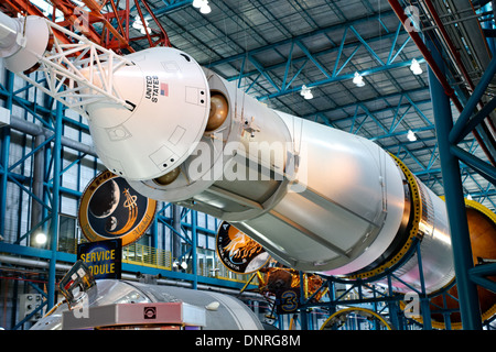 Saturn V rocket, avviare il sistema ESC, Kennedy Space Center, Florida Foto Stock