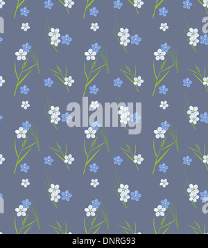 Seamless pattern retrò di piccoli fiori ed erba Foto Stock