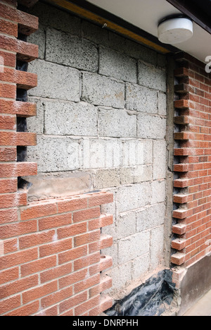 Porta e finestra rimosso da una parete e nel processo di murata. Foto Stock