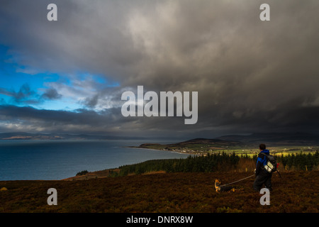 Tempesta imminente sull'isola di Arran (da Cnoc Don) Foto Stock