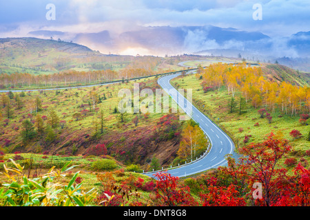 Kusatsu Shiga strada in autunno, Gunma, Giappone Foto Stock