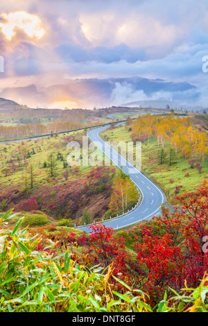 Kusatsu Shiga strada in autunno, Gunma, Giappone Foto Stock