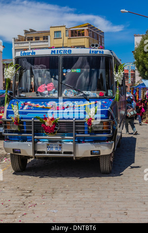 La benedizione delle automobili in Copacabana, Bolivia. Foto Stock