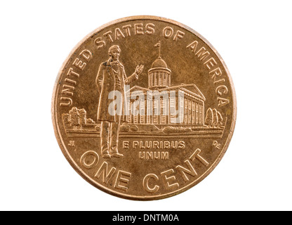 Lincoln Indiana legislatura memorial penny coin isolato su bianco Foto Stock