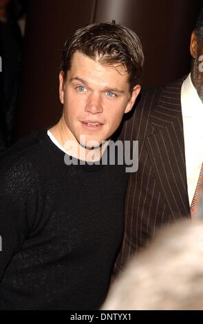 Il 25 gennaio, 2002 - K23902AG: il mio cuore KHMER PREMIERE.AMMINISTRAZIONE GUILDA DELL AMERICA, West Hollywood, CA 01/24/2002. AMY GRAVES/ 2002..Matt Damon(Immagine di credito: © Globo foto/ZUMAPRESS.com) Foto Stock