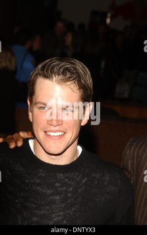 Il 25 gennaio, 2002 - K23902AG: il mio cuore KHMER PREMIERE.AMMINISTRAZIONE GUILDA DELL AMERICA, West Hollywood, CA 01/24/2002. AMY GRAVES/ 2002..Matt Damon(Immagine di credito: © Globo foto/ZUMAPRESS.com) Foto Stock