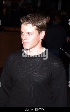 Il 25 gennaio, 2002 - K23902AG: il mio cuore KHMER PREMIERE.AMMINISTRAZIONE GUILDA DELL AMERICA, West Hollywood, CA 01/24/2002. AMY GRAVES/ 2002..Matt Damon(Immagine di credito: © Globo foto/ZUMAPRESS.com) Foto Stock