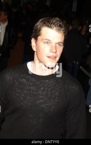 Il 25 gennaio, 2002 - K23902AG: il mio cuore KHMER PREMIERE.AMMINISTRAZIONE GUILDA DELL AMERICA, West Hollywood, CA 01/24/2002. AMY GRAVES/ 2002..Matt Damon(Immagine di credito: © Globo foto/ZUMAPRESS.com) Foto Stock