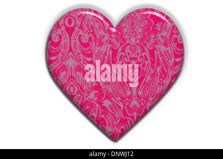 Cuore in modelli di rosa su sfondo bianco Foto Stock
