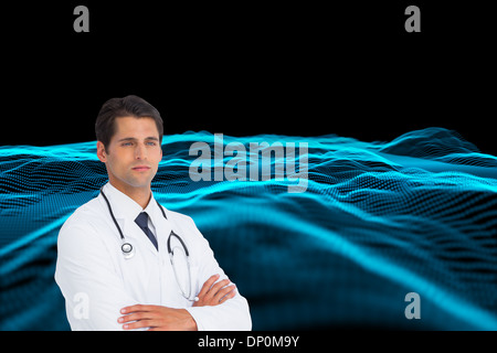 Immagine composita di grave medico con le braccia incrociate Foto Stock
