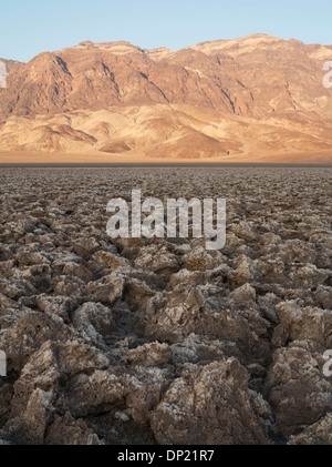 Roccia erosa pinnacoli di sale sul Devil's Campo da Golf, una coppa di sale nella Valle della Morte, bacino Badwater Foto Stock