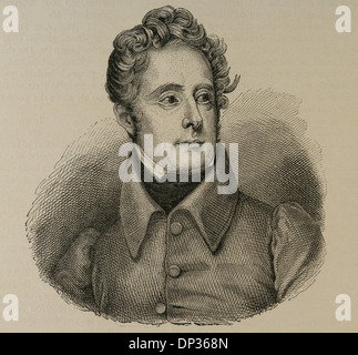 Alphonse de Lamartine (1790-1869). Romantico francese scrittore e politico. Incisione del nostro secolo, 1883. Foto Stock