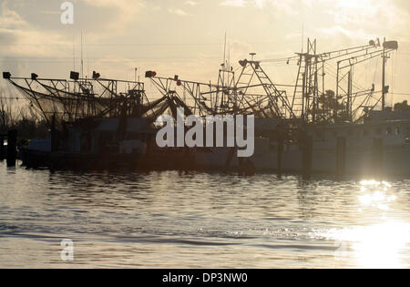 Jul 14, 2006; Venezia, LA, USA; alcuni pescherecci per gamberetti al dock in Venezia, Louisiana sono tornati in business quasi un anno dopo l'uragano Katrina ha colpito la zona. Shrimpers commerciali di pesca fuori di o consegna a Alabama, del Mississippi e della Louisiana conti porte per quasi la metà di tutti gli Stati Uniti la produzione di gamberetti. Katrina ha distrutto o gravemente danneggiato natanti adibiti alla pesca di gamberetti e gamberi e di elaborazione st Foto Stock