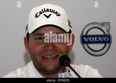 Durban, Sud Africa . 07Th gen, 2014. South African golfista Branden Grazia parla nel corso di una conferenza stampa nella corsa fino al Volvo Golf Champions caso impostato su tee off il 9 gennaio e termina il 12 gennaio. La grazia è un ex vincitore dell'evento. Credito: Giordano Stolley/Alamy Live News Foto Stock