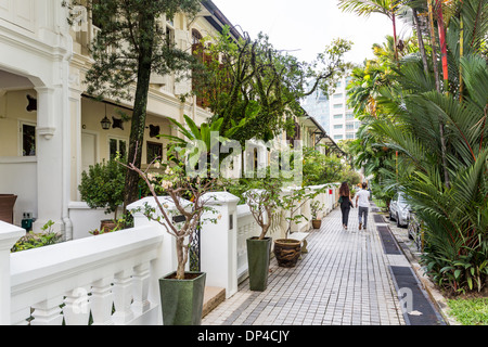 Singapore negozio storico ospita ora trasformati in residenze di lusso a Emerald Hill, Singapore. Foto Stock