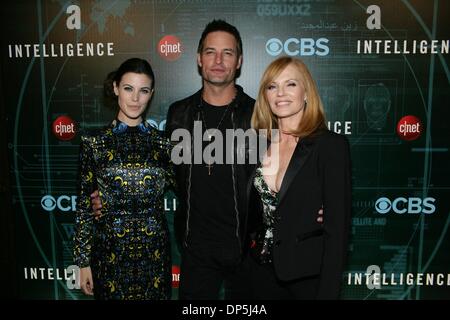 Las Vegas, NV, Stati Uniti d'America. Il 7 gennaio, 2014. Meghan Ory, Josh Holloway, Marg Helgenberger presso gli arrivi di intelligence Premiere Party, TAO Nightclub al Venetian Resort Hotel and Casino Las Vegas NV Gennaio 7, 2014. Credito: James Atoa/Everett raccolta/Alamy Live News Foto Stock