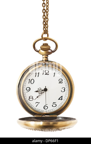 Orologio da tasca isolati su sfondo bianco Foto Stock