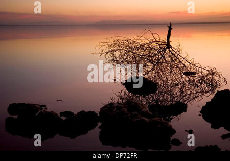 Oct 28, 2006; Salton Sea, CA, Stati Uniti d'America; tramonto a Bombay Beach sul lato est del Salton Sea, in Imperial County, California. Salton Sea California è la più grande, spanning 375 miglia lungo il bacino del deserto chiamato Salton Sink. Credito: Foto da Kat Woronowicz/ZUMA premere. (©) Copyright 2006 da Kat Woronowicz Foto Stock