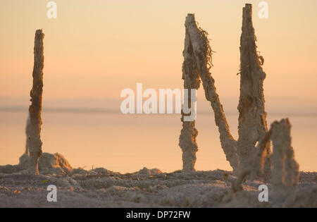 Oct 28, 2006; Salton Sea, CA, Stati Uniti d'America; tramonto a Bombay Beach sul lato est del Salton Sea, in Imperial County, California. Salton Sea California è la più grande, spanning 375 miglia lungo il bacino del deserto chiamato Salton Sink. Credito: Foto da Kat Woronowicz/ZUMA premere. (©) Copyright 2006 da Kat Woronowicz Foto Stock