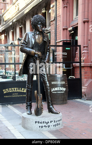 Statua di Phil Lynott nella città di Dublino Foto Stock