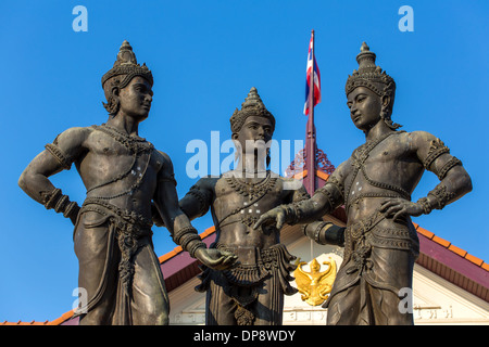 I tre re un monumento in Chiang Mai Thailandia Foto Stock