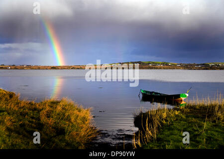 Ardara, County Donegal, Irlanda. 9 gennaio 2014. La calma anche se ancora tempo piovoso per l'Irlanda costa atlantica che ha subito pesanti danni in recenti tempeste. Foto di:Richard Wayman/Alamy Live News Foto Stock