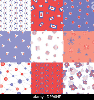 Vettore di coloratissimi modelli senza giunture (tessuto o carta) kit Foto Stock