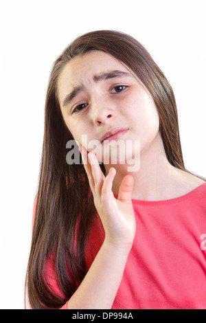 Ragazza bambino con mal di denti Foto Stock