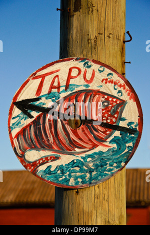'N' pesca segno sull'Isola di Pasqua, Cile Foto Stock