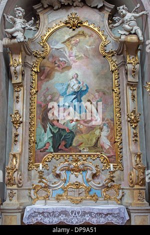 Jasov - Barocco altare laterale e la vernice della Immacolata Concezione di Johann Lucas Kracker Foto Stock