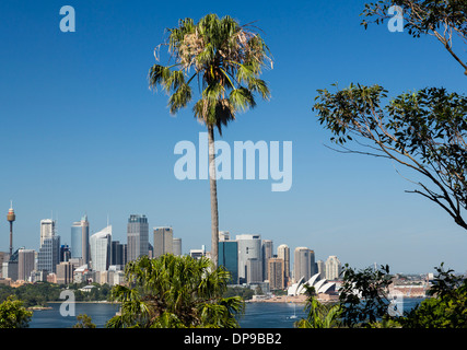 Paesaggio urbano di Sydney e il porto dal Taronga Zoo, Australia Foto Stock