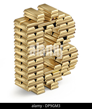 Simbolo Bitcoin da oro bar 3d Foto Stock