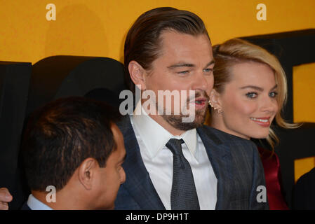 Londra, Regno Unito. 9 gennaio 2014. Leonardo DiCaprio arriva al Regno Unito Premiere - il lupo di Wall Street a Leicester Square a Londra, 9 gennaio 2014, Foto da vedere Li/Alamy Live News Foto Stock