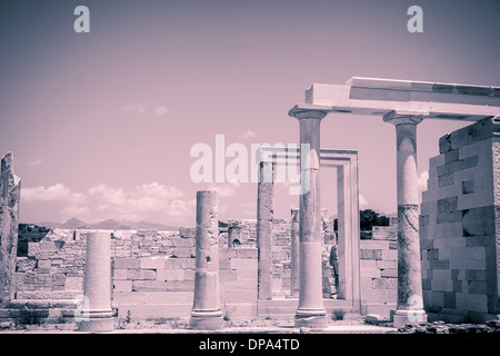 In stile vintage foto del tempio di Demetra, sparare a Naxos in Grecia. Foto Stock