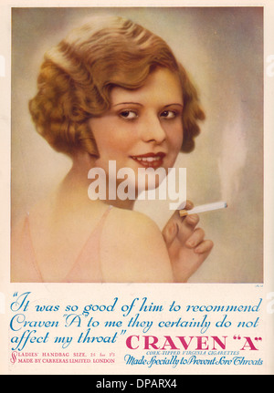 Annuncio per Craven sigarette 1930 Foto Stock