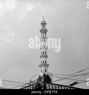 Fotografia di viaggio - Il minareto della moschea in Udaipur nel Rajasthan in India in Asia del Sud. L'islam musulmani islamici edificio di architettura Foto Stock