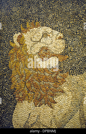 Lion Hunt pavimento a mosaico c4BC greco-romana pavimento a mosaico di Pella Macedonia Grecia Foto Stock