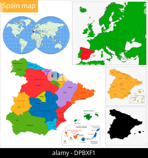 Mappa di Spagna Foto Stock