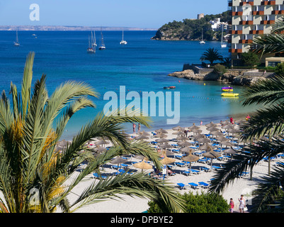 La vista sul mare dal hotel di fronte alla spiaggia di Palma Nova Maiorca Spagna Foto Stock