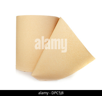 Rotolo di carta riciclata su sfondo bianco Foto Stock
