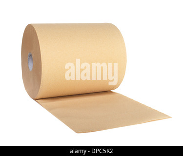 Rotolo di carta riciclata su sfondo bianco Foto Stock