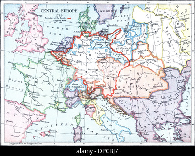 Mappa dell'Europa centrale, 1789 Foto Stock