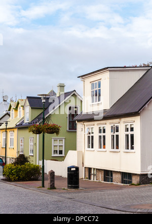 Case colorate, Reykjavik, Islanda Foto Stock