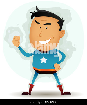 Illustrazione di un divertente fumetto supereroe dei fumetti di carattere orgogliosamente permanente Foto Stock