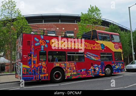 Aprire sormontato autobus turistico di Norwich. Foto Stock